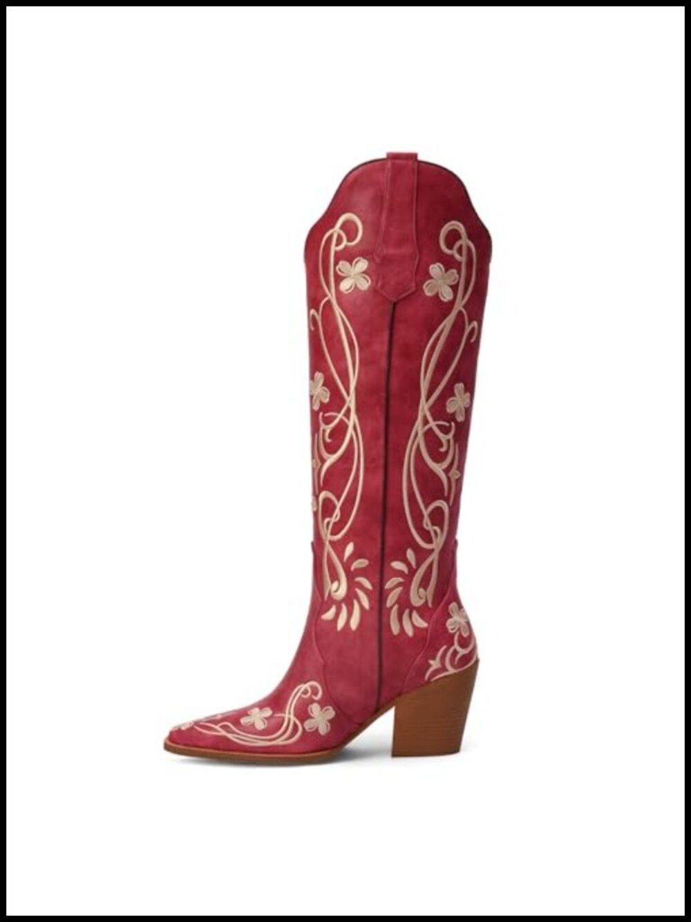 Knee High Cowgirl Boots Faux Leather Pull On Western Boots